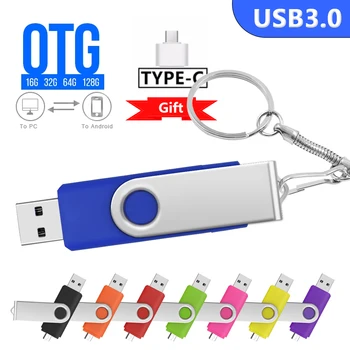 Флеш-накопитель OTG USB 3,0 64 ГБ 128 ГБ 256 ГБ 3 в 1 флэш-накопители memoria usb stick pendrive Type-C для смартфона