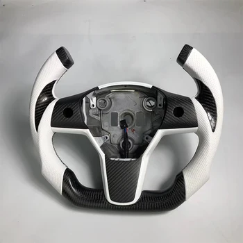 Рулевое колесо Из Углеродного Волокна Tesla Yoke Aircraft Pan Для Модели Y Model 3 На Заказ 2017 2018 2019 2020 2021 2022 2023