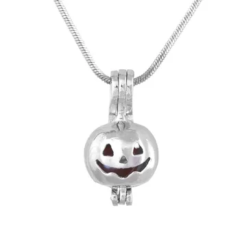 18KGP Подвеска-медальон в виде Тыквы с улыбкой на Хэллоуин, может открываться для удержания бусины 8 мм, Ювелирные изделия с медальоном в виде тыквы с двойной боковой гранью, 5 шт./лот