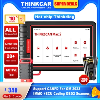 Thinkcar Thinkscan Max 2 Автомобиля Диагностические Инструменты Auto OBD OBD2 Сканер всей Системы 28 Сброс кодирования ECU Активный Тест CANFD Бесплатное Обновление