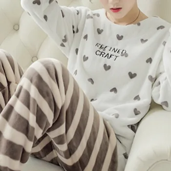 Зимняя пижама Для женщин, Милая Мультяшная пижама из кораллового бархата в корейском стиле, Плюшевые Утолщенные комплекты домашней пижамы Y2k, повседневная одежда
