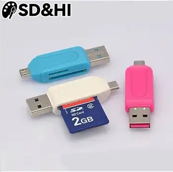 Устройства для чтения удлинителей телефонов mini USB для Android Card Reader USB OTG Universal mini USB OTG TF/SD Card Reader