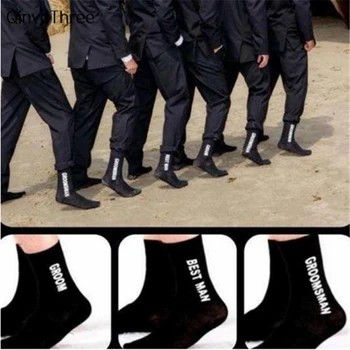 Забавные свадебные носки, черные носки для жениха, носки с принтом 