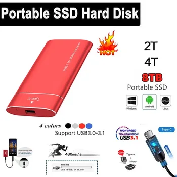 Портативный Жесткий диск 8T Электронные Внешние твердотельные накопители Usb3.1 Портативный SSD-накопитель для Ноутбука Флэш-Жесткий диск Flash Drive