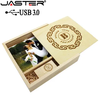 JASTER USB 3,0 Фотография Деревянный Фотоальбом usb + подарочная коробка usb флэш-накопитель 16 ГБ 32 ГБ 64 ГБ Свадебный подарок 1 шт. бесплатный логотип