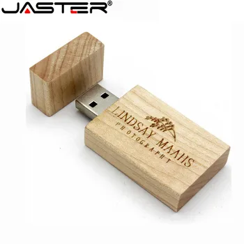JASTER 1ШТ Пользовательский логотип Деревянный USB Флэш-накопитель из натурального дерева флешка 4 ГБ 16 ГБ 32 ГБ 64 ГБ Флеш-накопитель Memory Stick фотография подарок