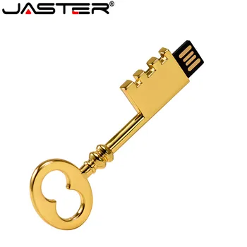 JASTER creative gold key USB 2.0, USB флэш-накопитель, 4 ГБ, 8 ГБ, 16 ГБ, 32 ГБ, 64 ГБ, карта памяти, подарки