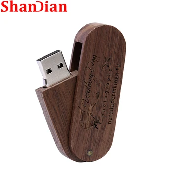 Новый Вращающийся USB Флэш-Накопитель 64 ГБ Подарочный Брелок Для ключей С Бесплатным Пользовательским Логотипом 32 ГБ 2,0 U Диск 16 ГБ 8 ГБ 4 ГБ Деревянный Креативный Подарок