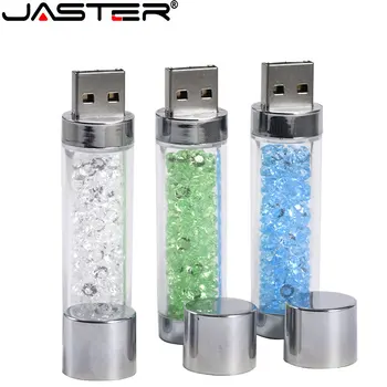 JASTER новый круглый кристалл Memory Stick 100% реальная емкость USB 2,0 16 ГБ 32 ГБ 64 ГБ Флэш-накопитель Цветной Металлический флеш-накопитель Водонепроницаемый