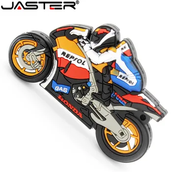 JASTER Мультяшный мотоцикл usb флэш-накопитель 64 ГБ 32 ГБ 16 ГБ 4 ГБ реальной емкости memory stick мотоциклетная ручка-накопитель прекрасный подарок флешка