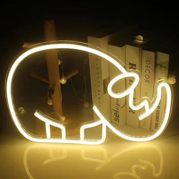 Неоновая вывеска Wanxing, настенный светильник в форме Животного В форме Носорога Для Магазина подарков, Декор детской домашней комнаты, USB-Мощность, Акриловая Неоновая лампа